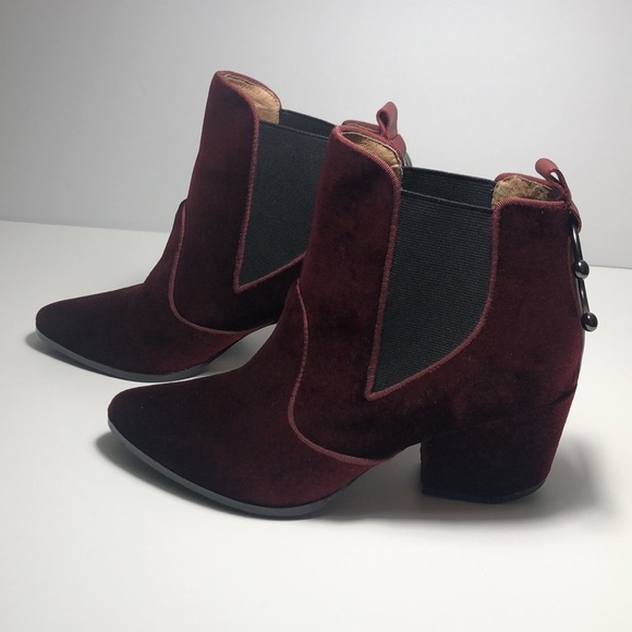 Velvet Burgundy Booties - Picture 2 of 10